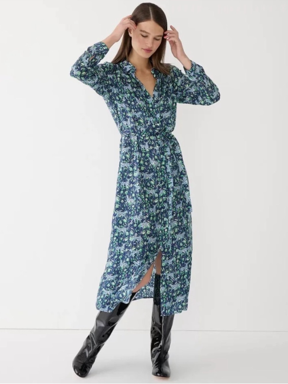 J.Crew Button-Front Midi Dress in Fauna Floral Jungle Print Size 12 Gently Used